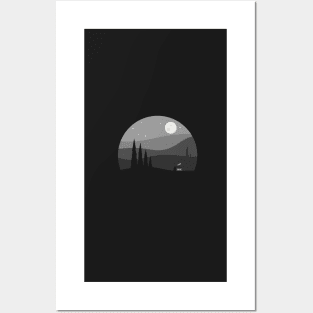 Minimalist moon and trees Posters and Art